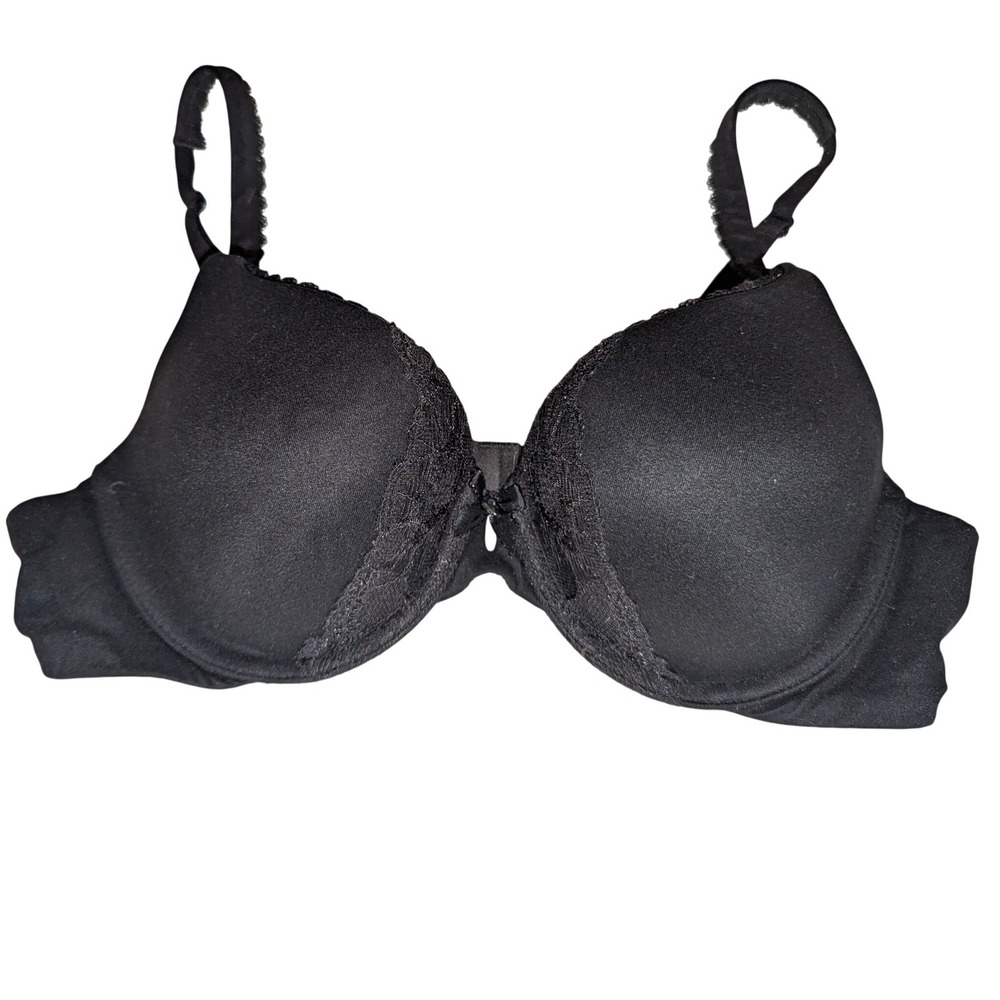 Victoria's Secret Body Perfect Shape Black Sexy Lace Trim Demi Bra 36B - Picture 3 of 5